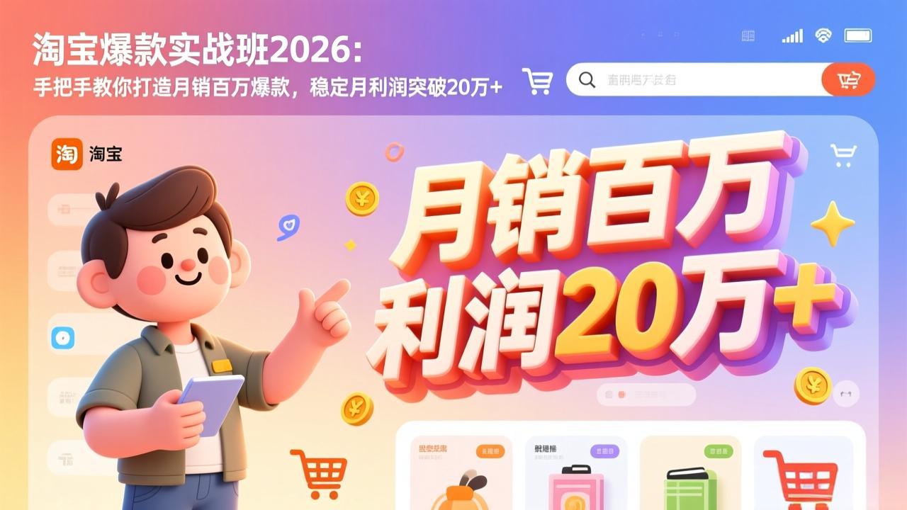 淘宝爆款实战班-2026年3月更新：手把手教你打造月销百万爆款，稳定月利润突破20万+-千汇网创