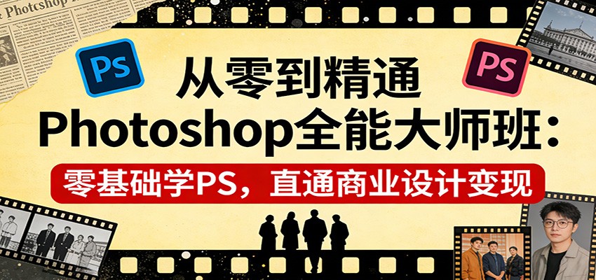 从零到精通Photoshop全能大师班：零基础学PS，直通商业设计变现-千汇网创