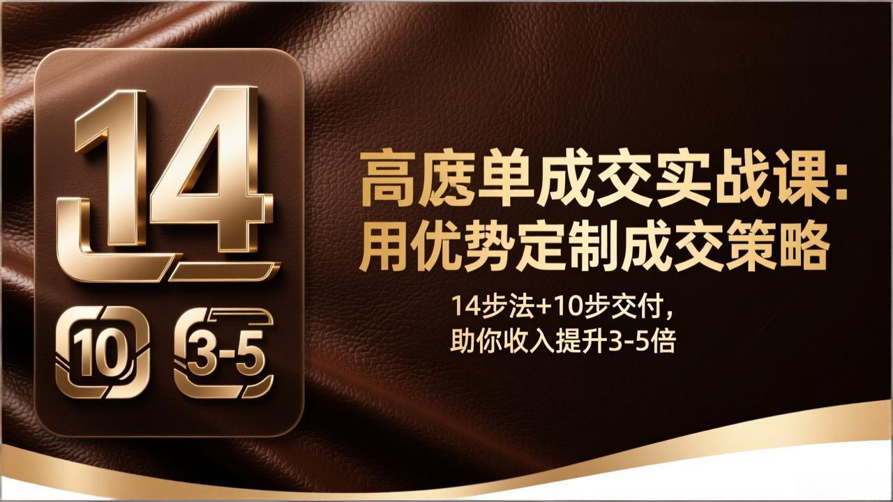 高客单成交实战课：用优势定制成交策略，14步法+10步交付，助你收入提升3-5倍-千汇网创