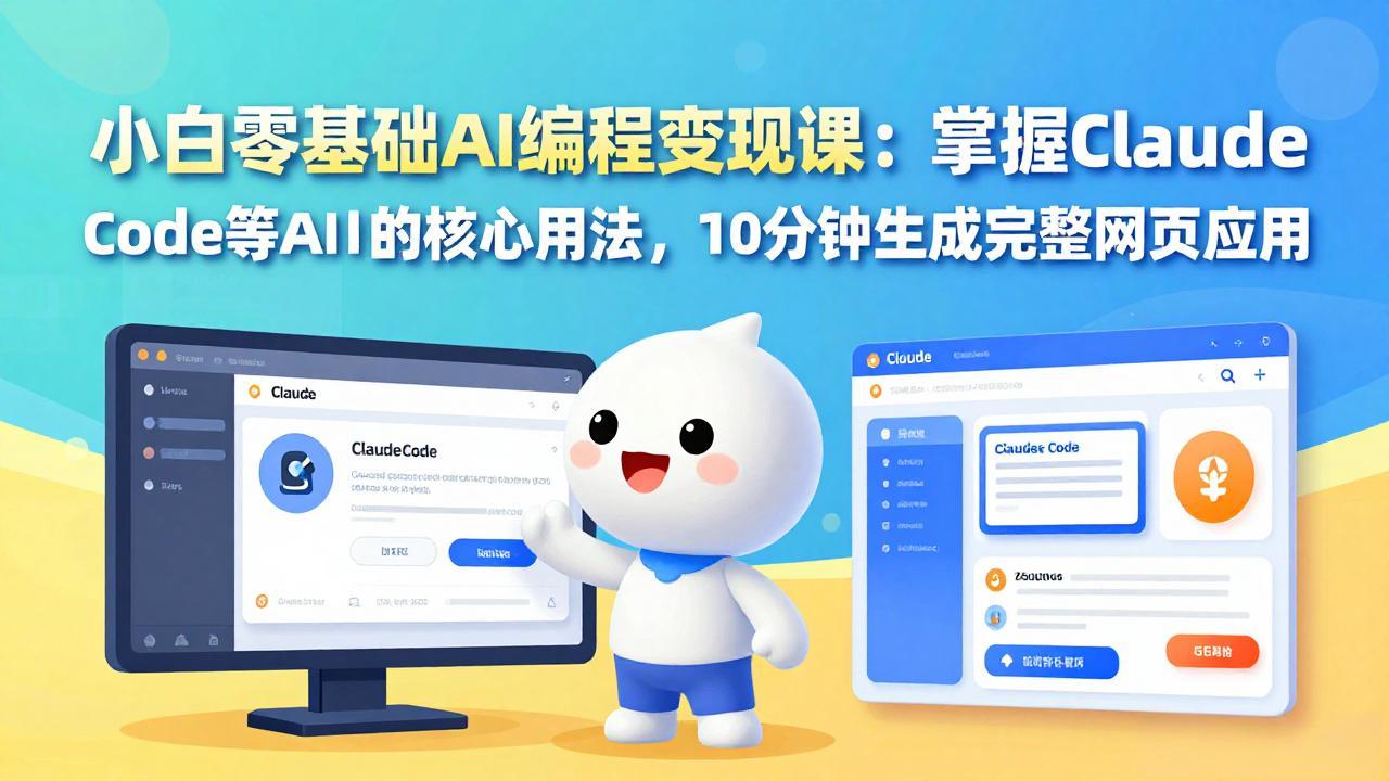 小白零基础AI编程变现课：掌握Claude Code等AI工具的核心用法，10分钟生成完整网页应用-千汇网创