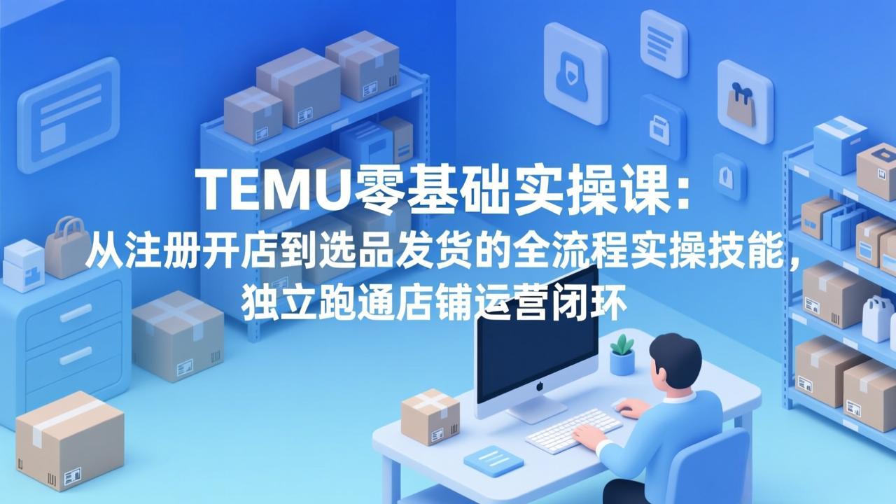 TEMU零基础实操课：从注册开店到选品发货的全流程实操技能，独立跑通店铺运营闭环-千汇网创