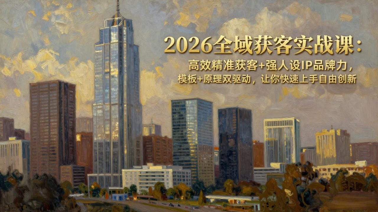 2026全域获客实战课：高效精准获客+强人设IP品牌力，模板+原理双驱动，让你快速上手自由创新-千汇网创