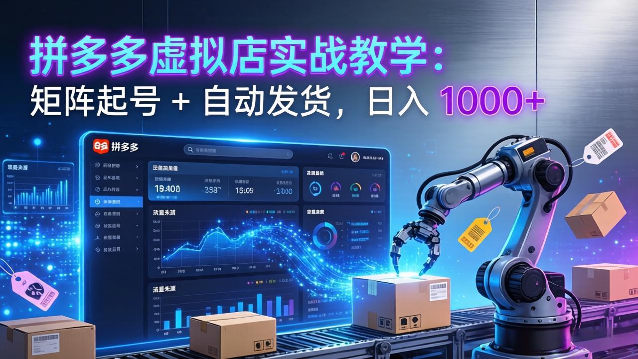 拼多多虚拟店实战教学：矩阵起号 + 自动发货，日入 1000+-千汇网创
