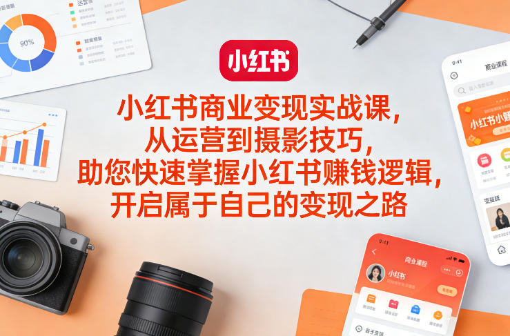 小红书商业变现实战课，从运营到摄影技巧，助您快速掌握小红书賺钱逻辑，开启属于自己的变现之路-千汇网创