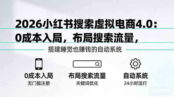 2026小红书搜索虚拟电商4.0：0成本入局，布局搜索流量，搭建睡觉也赚钱的自动系统-千汇网创