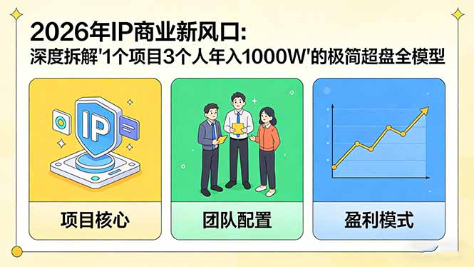2026年IP商业新风口：深度拆解“1个项目3个人年入1000W”的极简超盘全模型-千汇网创