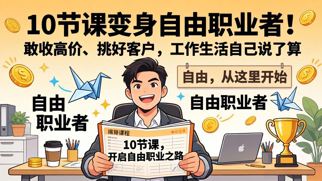 10 节课变身自由职业者！敢收高价、挑好客户，工作生活自己说了算-千汇网创