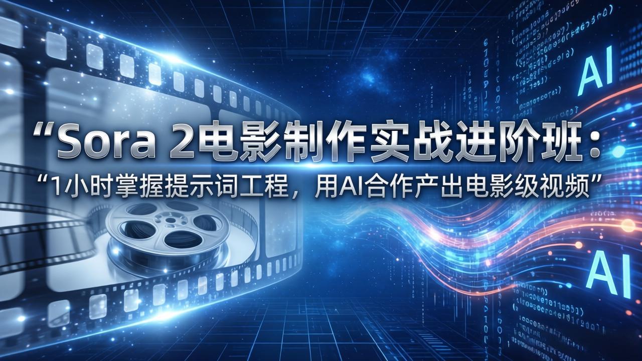 Sora 2电影制作实战进阶班：1小时掌握提示词工程，用AI合作产出电影级视频-千汇网创