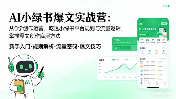 AI 小绿书爆文实战营：从0学创作运营，吃透小绿书平台规则与流量逻辑，掌握爆文创作底层方法-千汇网创