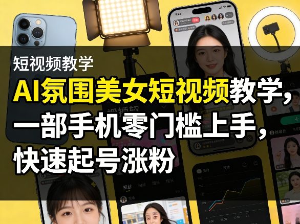 AI氛围美女短视频教学，一部手机零门槛上手，快速起号涨粉-千汇网创