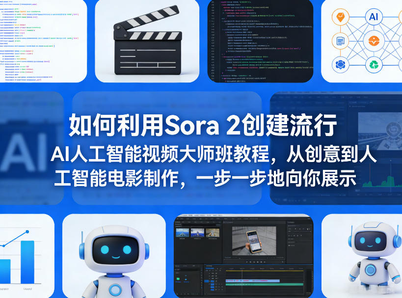 如何利用Sora 2创建流行AI人工智能视频大师班教程，从创意到人工智能电影制作，一步一步地向你展示-千汇网创