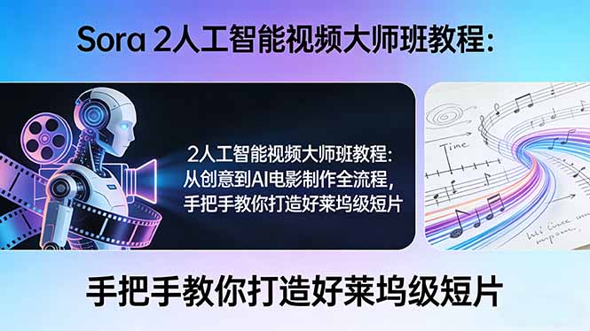 Sora 2人工智能视频大师班教程：从创意到AI电影制作全流程，手把手教你打造好莱坞级短片-千汇网创