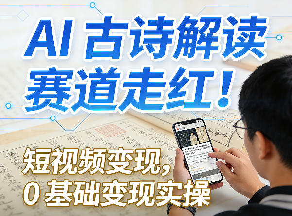 AI古诗解读赛道走红！短视频变现，0基础变现实操-千汇网创