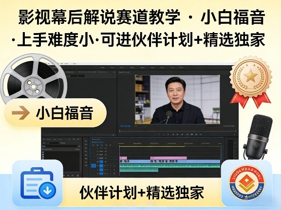 某大佬的影视幕后解说赛道教学，小白福音，上手难度小，可进伙伴计划+精选独家-千汇网创