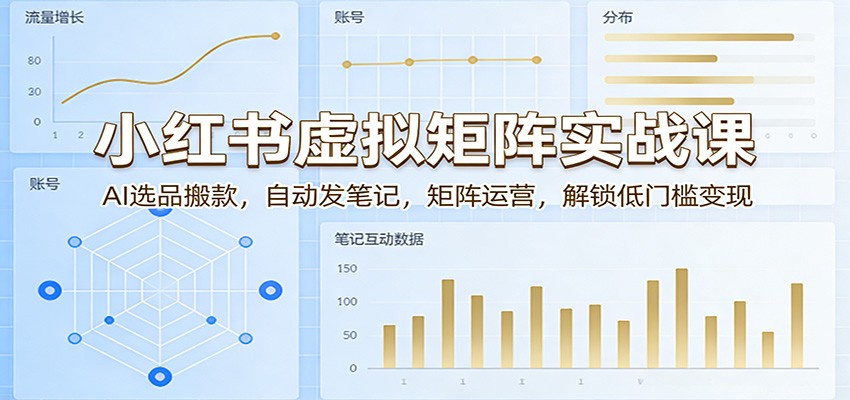 小红书虚拟矩阵实战课：AI选品搬款，自动发笔记，矩阵运营，解锁低门槛变现-千汇网创