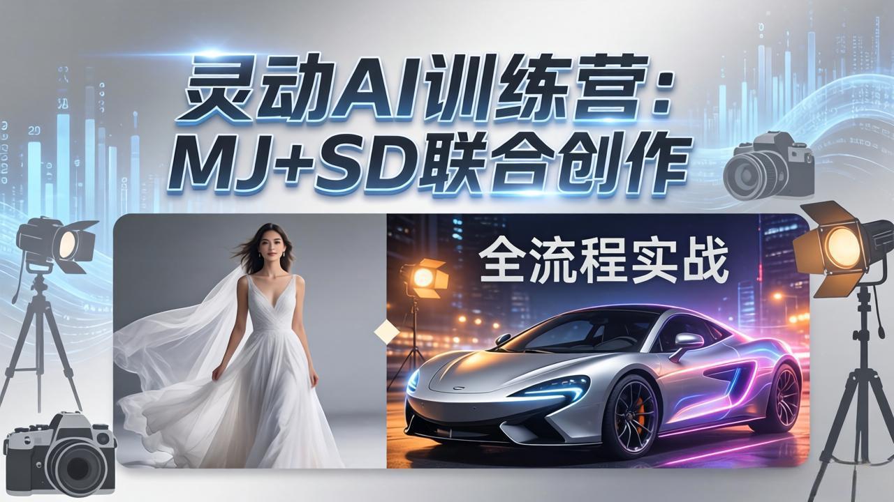 灵动AI训练营-3.0课程：MJ+SD联合创作，从婚纱大片到汽车广告，摄影后期全流程实战-千汇网创