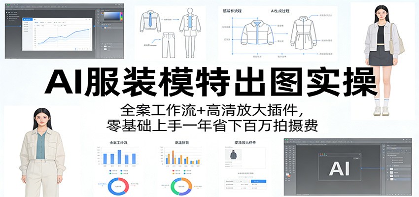 AI服装模特出图实操：全案工作流+ 高清放大插件，零基础上手一年省下百万拍摄费-千汇网创