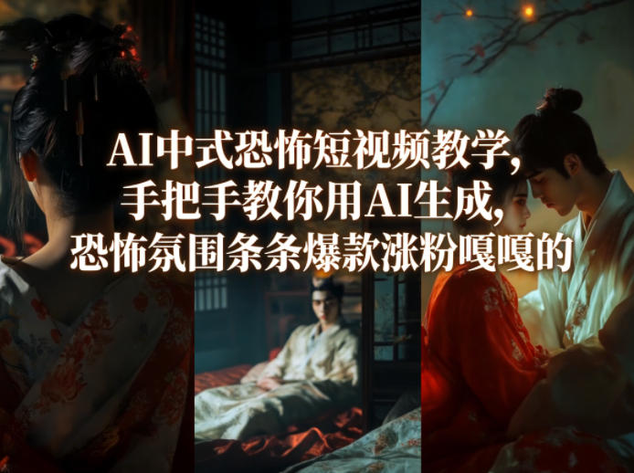 AI中式恐怖短视频教学，手把手教你用AI生成，恐怖氛围条条爆款涨粉嘎嘎的-千汇网创