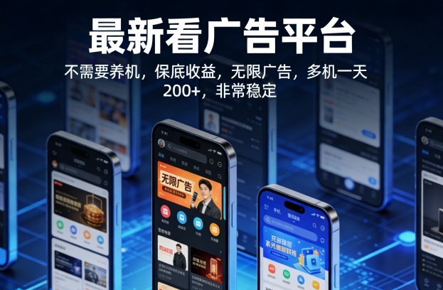 最新看广告平台,不需要养机,保底收益,无限广告,多机一天200+,非常稳定【揭秘】-千汇网创