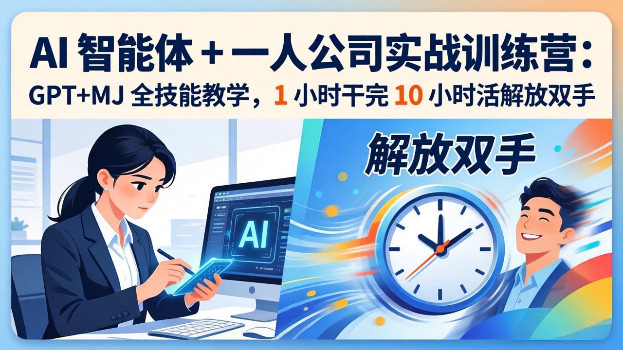 AI 智能体 + 一人公司实战训练营：GPT+MJ 全技能教学，1 小时干完 10 小时活解放双手-千汇网创