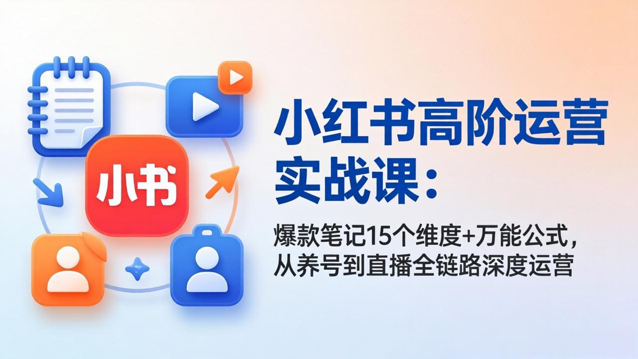 小红书高阶运营实战课：爆款笔记15个维度+万能公式，从养号到直播全链路深度运营-千汇网创