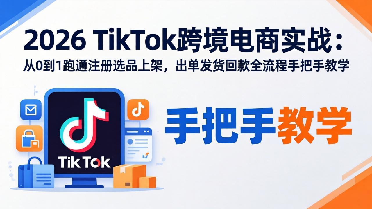 2026TikTok跨境电商实战：从0到1跑通注册选品上架，出单发货回款全流程手把手教学-千汇网创