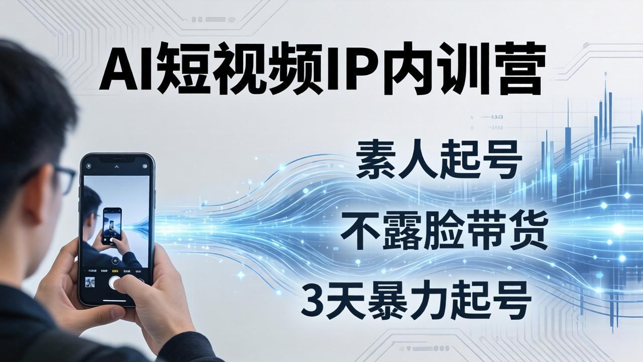 2026AI短视频IP内训营:从素人起号到不露脸带货,3天暴力起号全流程拆解-千汇网创