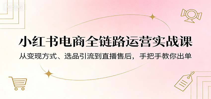 小红书电商全链路运营实战课：从变现方式、选品引流到直播售后，手把手教你出单-千汇网创