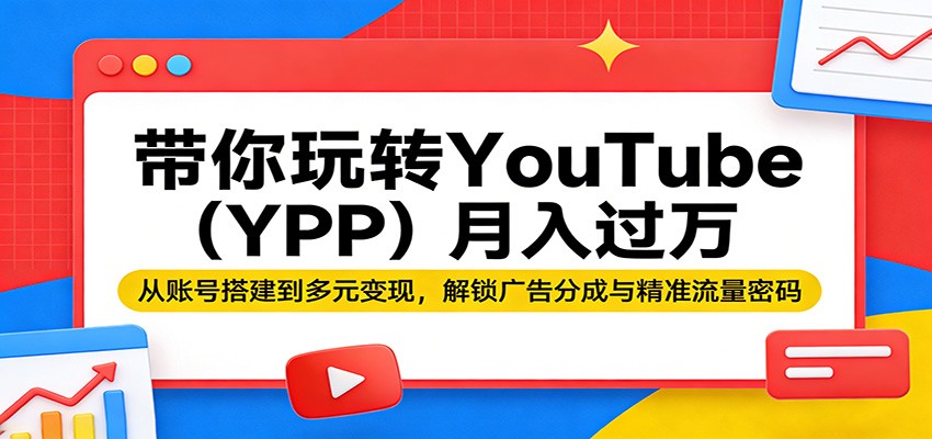 带你玩转YouTube(YPP)月入过万：从账号搭建到多元变现，解锁广告分成与精准流量密码-千汇网创
