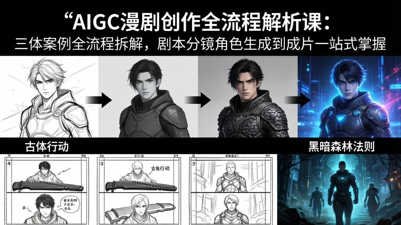 AIGC漫剧创作全流程解析课：三体案例全流程拆解，剧本分镜角色生成到成片一站式掌握-千汇网创