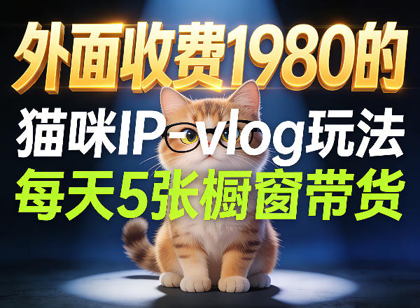 宠物赛道猫咪IP-vlog玩法，26条视频涨粉29W，每天5张橱窗带货拆解-千汇网创