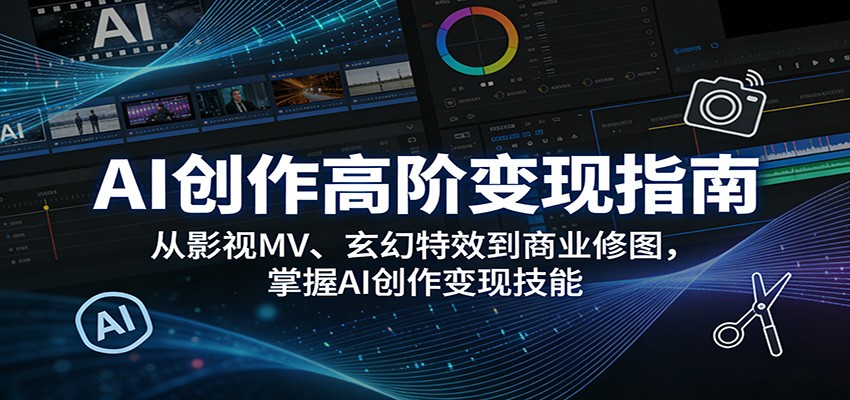 AI创作高阶变现指南：从影视MV、玄幻特效到商业修图，掌握AI创作变现技能-千汇网创