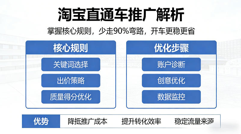 淘宝直通车推广解析，掌握核心规则，少走90%弯路，开车更稳更省-千汇网创