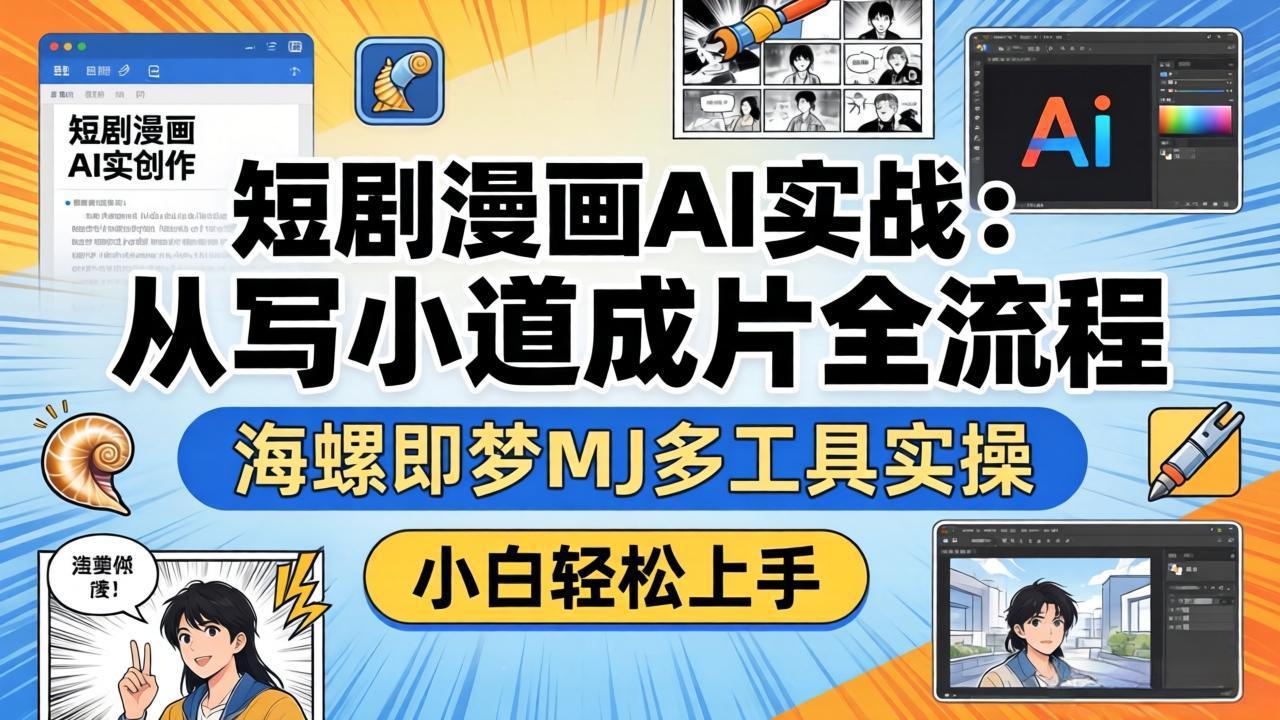 短剧漫画AI实战：从写小说到成片全流程，海螺即梦MJ多工具实操，小白轻松上手-千汇网创