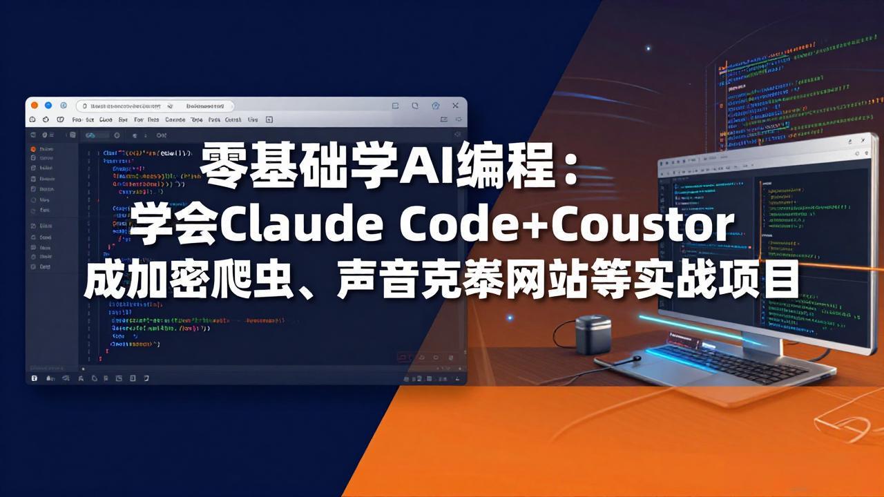 零基础学AI编程：学会Claude Code+Cursor完成加密爬虫、声音克隆网站等实战项目-千汇网创