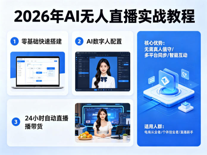 2026年AI无人直播实战教程，零基础也能快速搭建AI数字人无人直播间，实现24小时自动直播带货-千汇网创