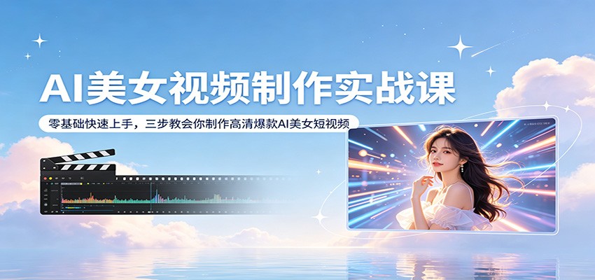 AI美女视频制作实战课：零基础快速上手，三步教会你制作高清爆款AI美女短视频-千汇网创