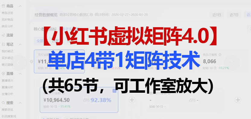 小红书虚拟矩阵4.0技术：单店4带1矩阵(共65节，可工作室放大)-千汇网创
