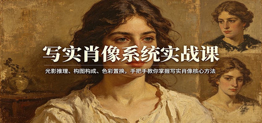 写实肖像系统实战课：光影推理、构图构成、色彩置换，手把手教你掌握写实肖像核心方法-千汇网创