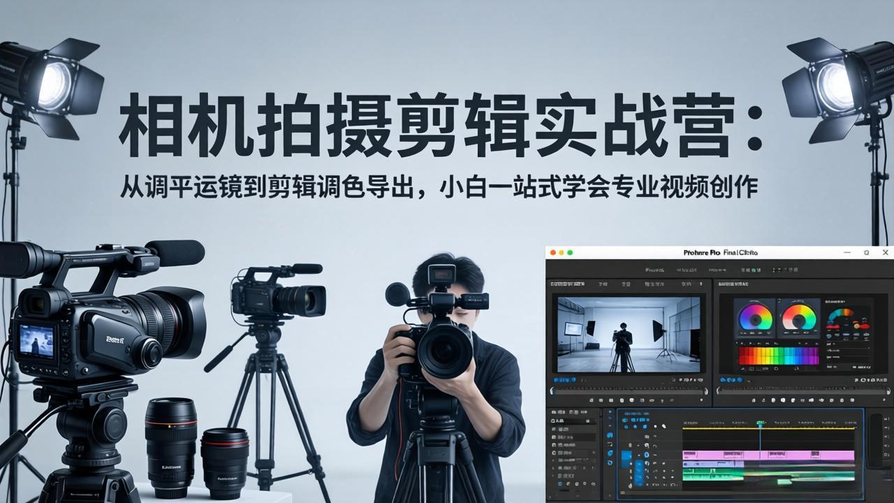 相机拍摄剪辑实战营：从调平运镜到剪辑调色导出，小白一站式学会专业视频创作-千汇网创