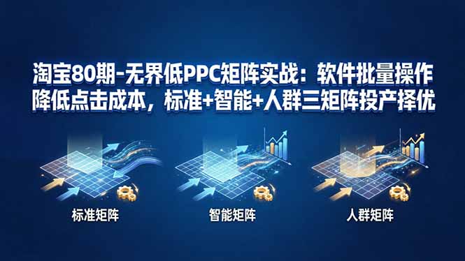 淘宝80期-无界低PPC矩阵实战：软件批量操作降低点击成本，标准+智能+人群三矩阵投产择优-千汇网创