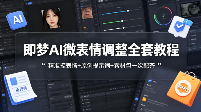 即梦AI微表情调整全套教程，精准控表情+原创提示词+素材包一次配齐-千汇网创
