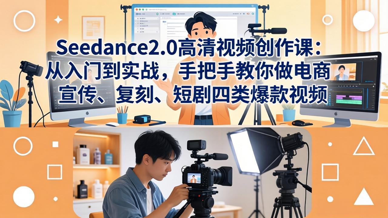 Seedance2.0高清视频创作课：从入门到实战，手把手教你做电商、宣传、复刻、短剧四类爆款视频-千汇网创