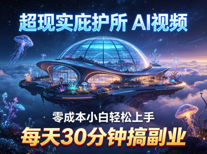 超现实庇护所AI视频项目拆解，零成本小白轻松上手，每天30分钟搞副业-千汇网创