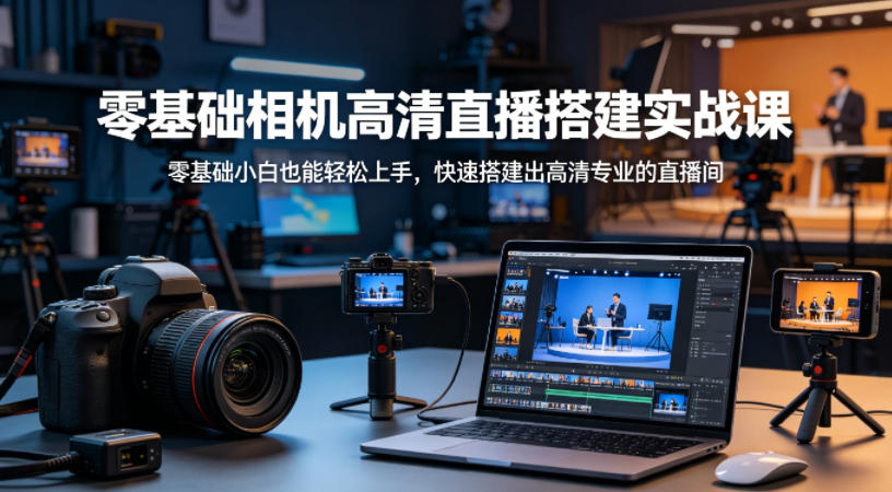 零基础相机高清直播间搭建实战课，小白也能轻松上手，快速搭建出高清专业的直播间-千汇网创