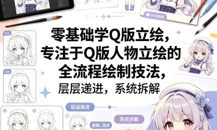 零基础学Q版立绘，专注于Q版人物立绘的全流程绘制技法，层层递进，系统拆解-千汇网创