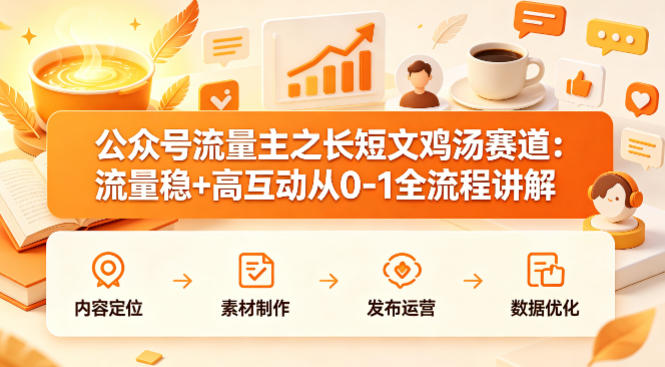 公众号流量主之长短文鸡汤赛道，流量稳+高互动，从0-1全流程讲解-千汇网创