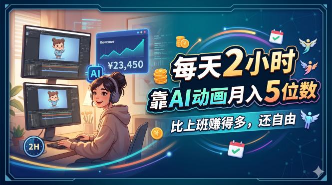 每天 2 小时，靠 AI 动画月入 5 位数，比上班赚得多，还自由-千汇网创