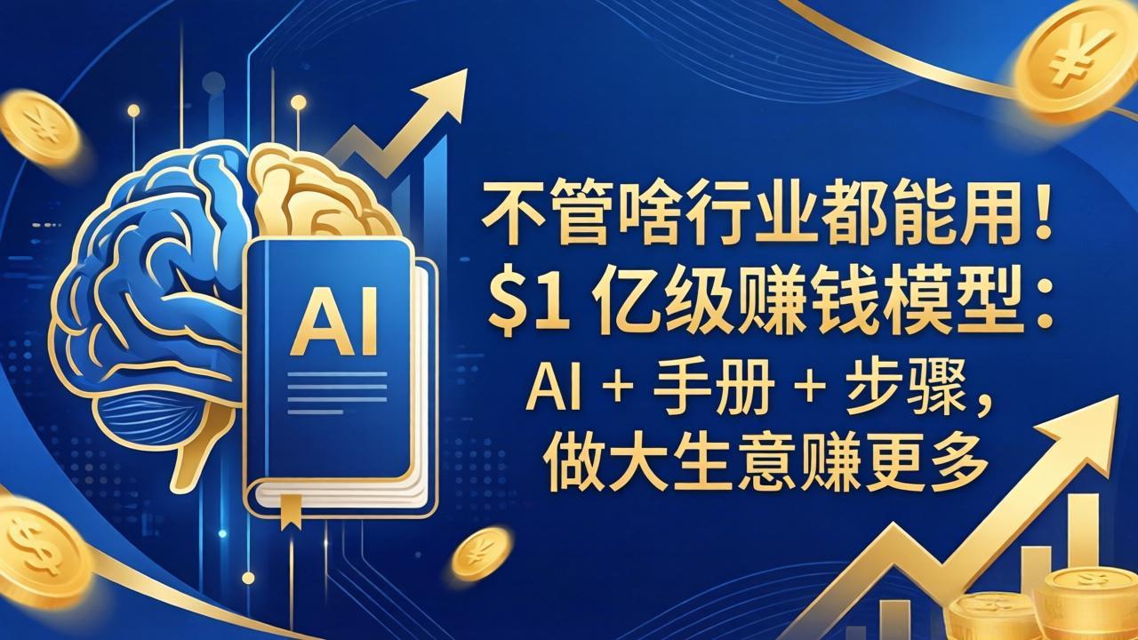 不管啥行业都能用！$1 亿级赚钱模型：AI + 手册 + 步骤，做大生意赚更多-千汇网创