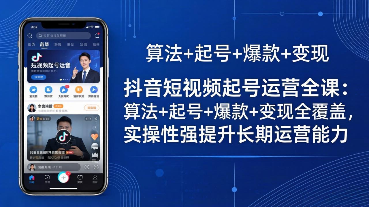 抖音短视频起号运营全课：算法+起号+爆款+变现全覆盖，实操性强提升长期运营能力-千汇网创